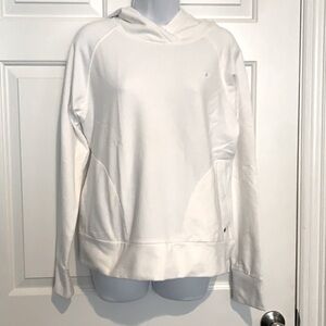 Champion White Hooded Sweatshirt with Side pockets. Size L